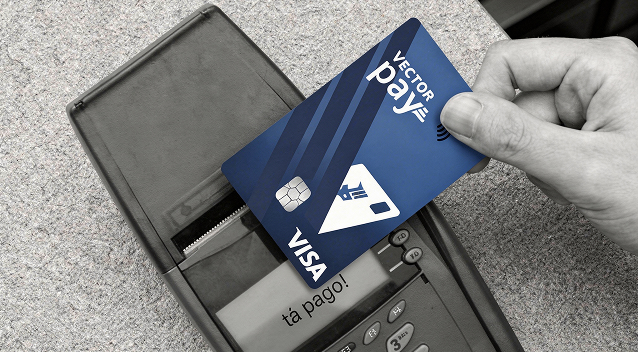 Cartão VBS em máquina de pagamento